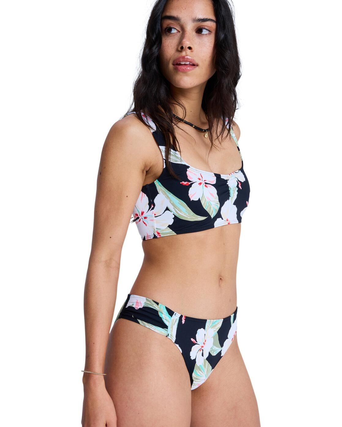 Braguita de bikini de cobertura media PRINTED ESSENTIALS MODERATE Negro Mujer 3/4