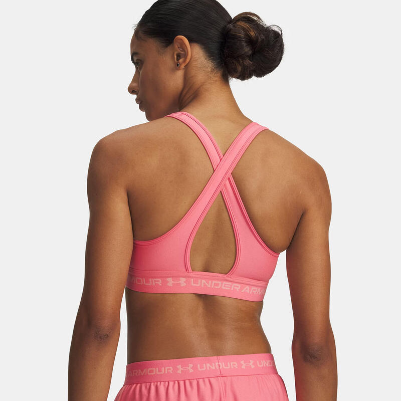 Bustieră sport Under Armour® cu spate încrucișat și susținere medie Soft Pink