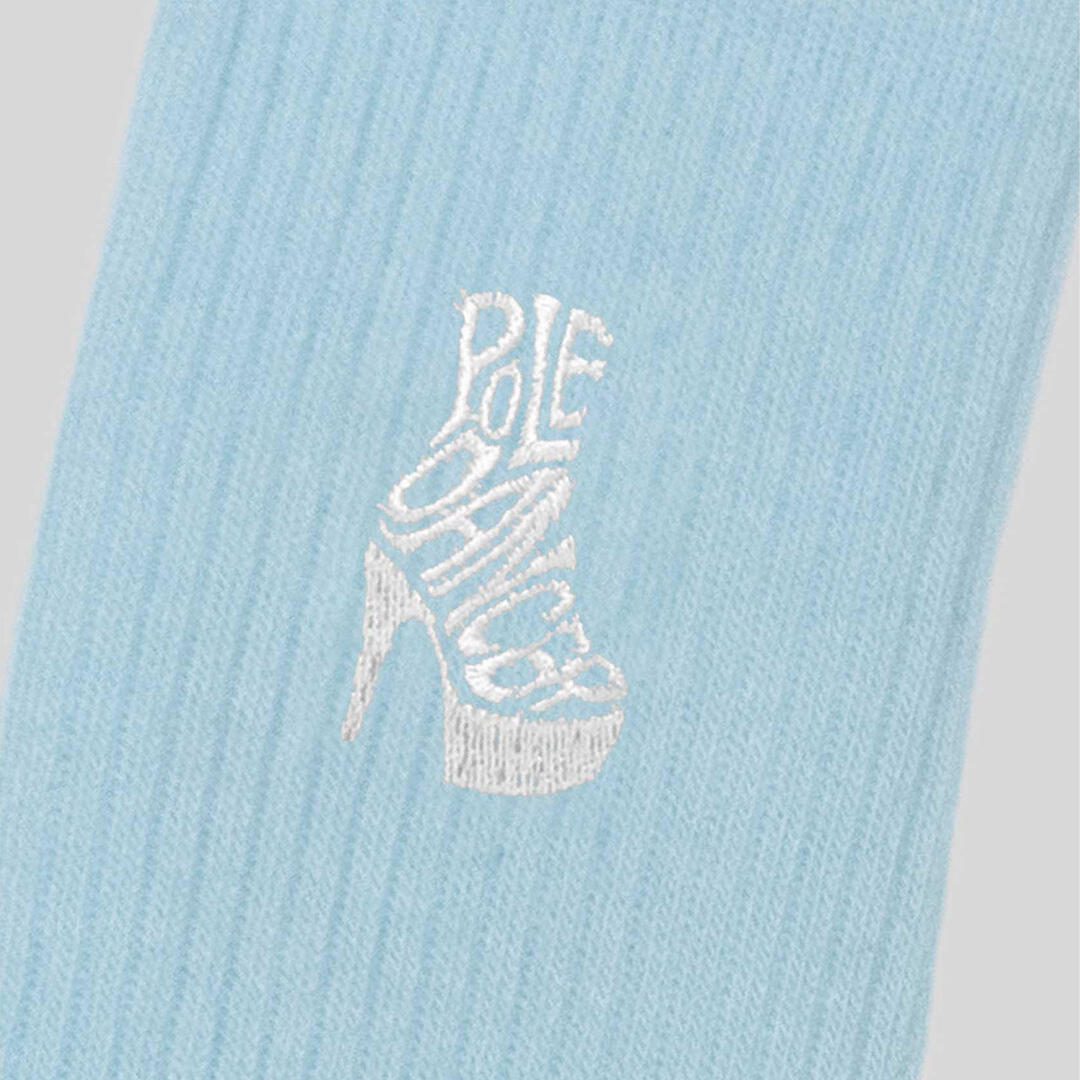 Calze sportive donna cotone ricamo pole dancer allenamento tempo libero Azzurro 4/5