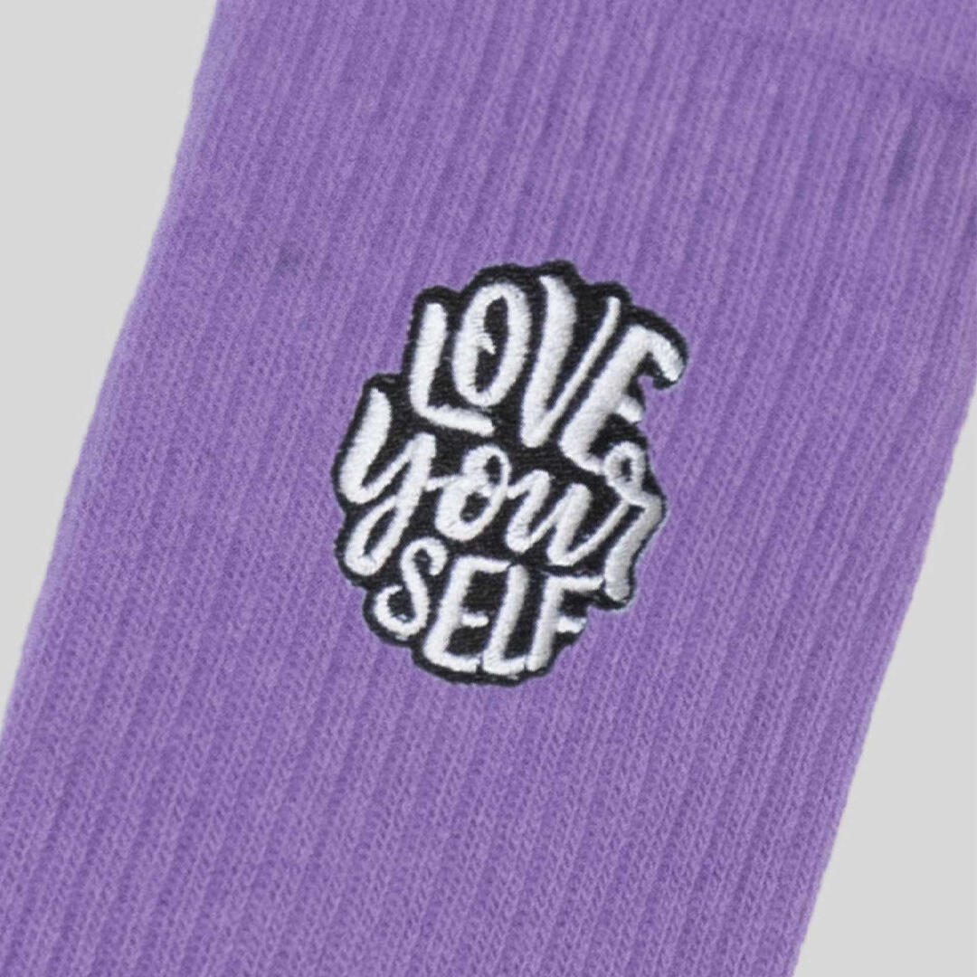Calze sportive cotone ricamo love your self allenamento tempo libero Lilla 4/5