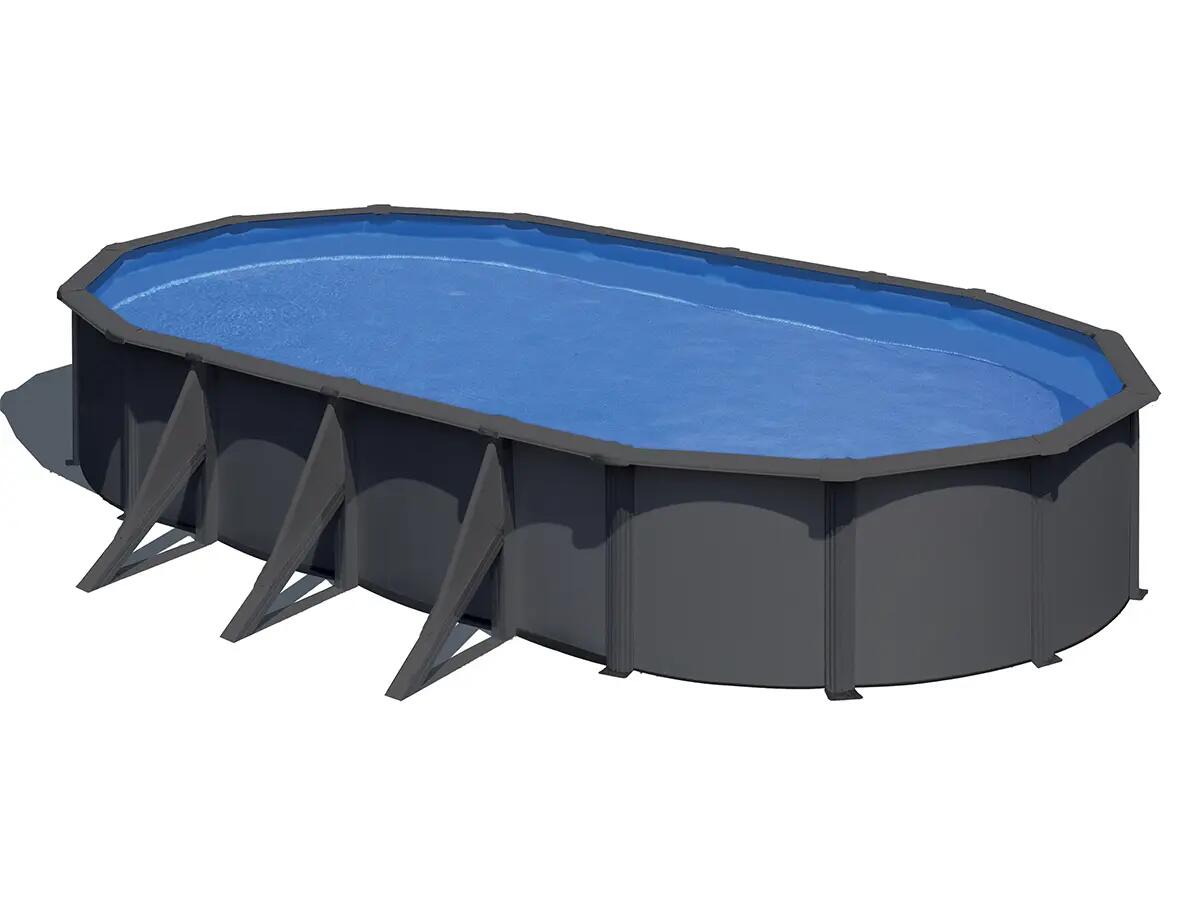 Piscina elevada Gre Ovalada antracita 120cm de altura 730x375x120 3/7