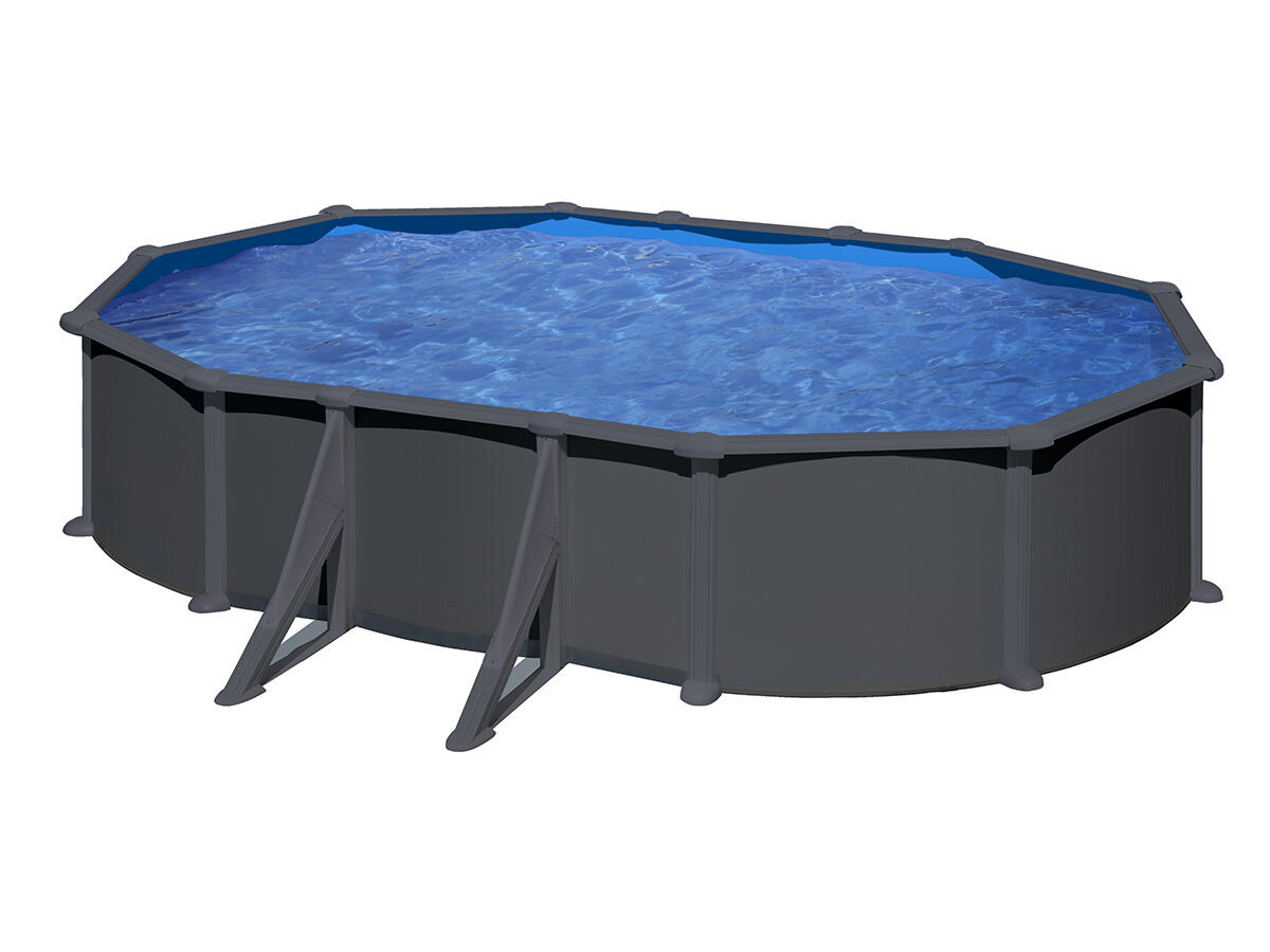 Erhöhtes Ovales Schwimmbecken Gre Anthrazit 132 cm Höhe 610x375x132 3/7
