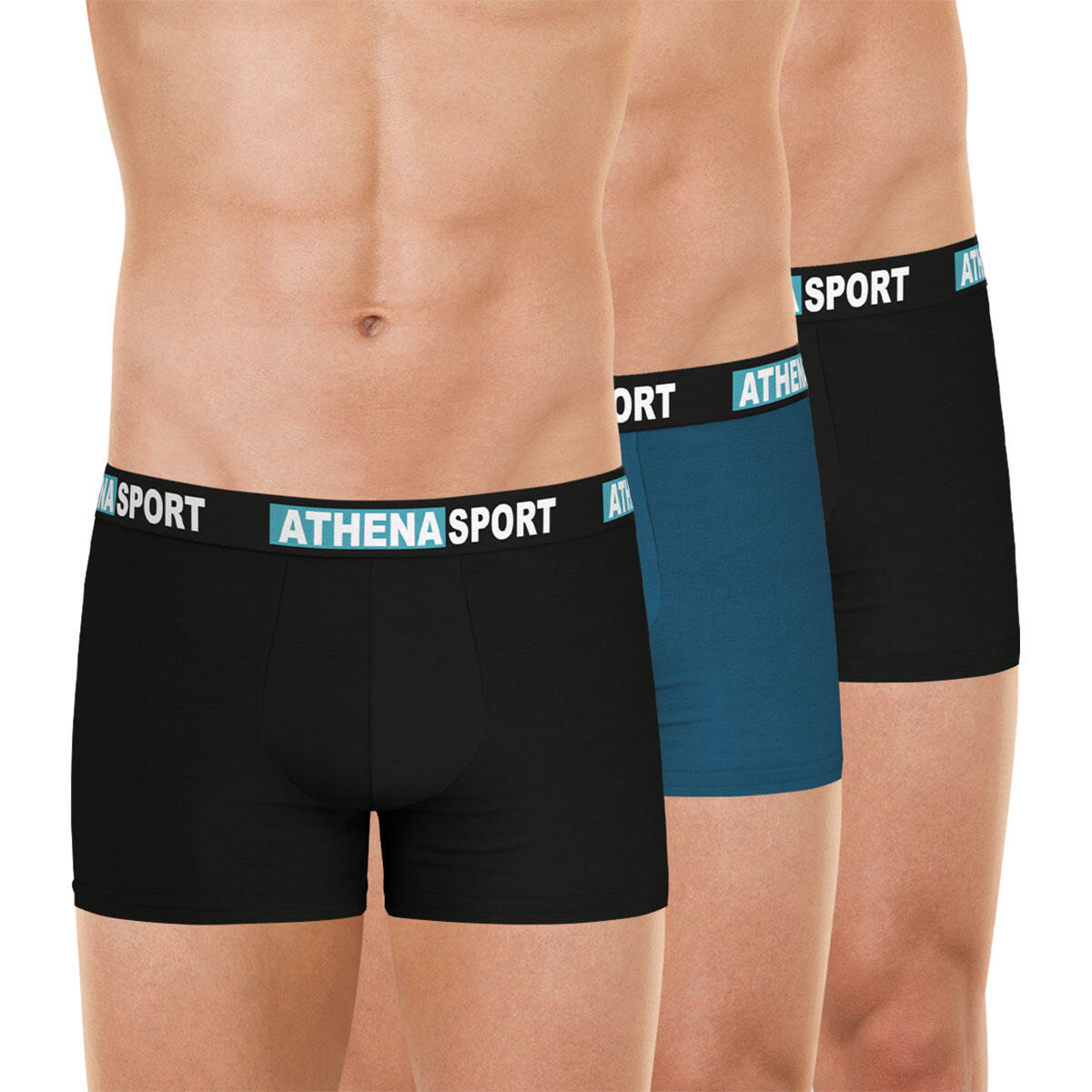 Athena - Lot De 3 Boxers Homme Daily Sport Coton - Caleçon - Bleu - Decathlon