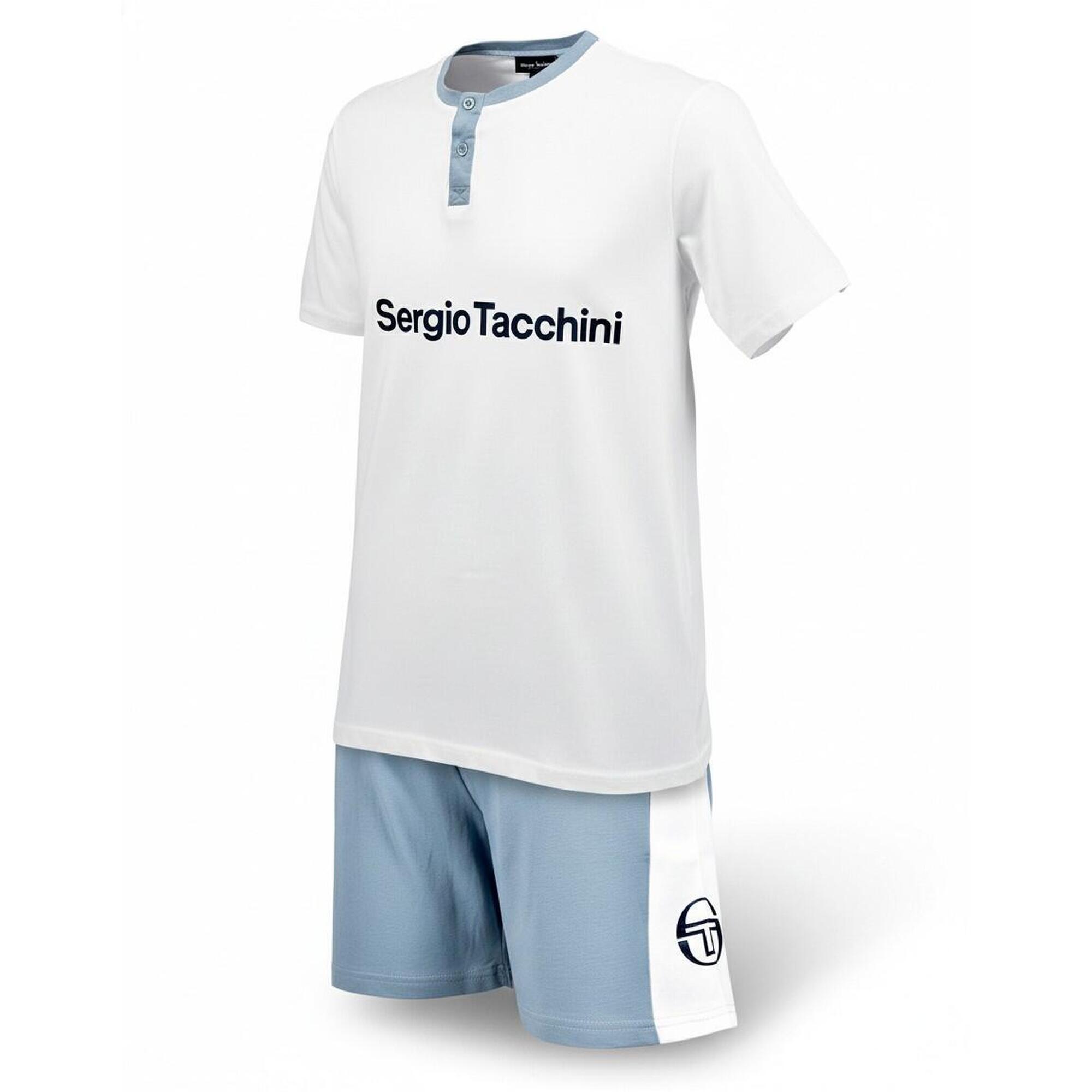 Sergio Tacchini - Pyjama Court Homme Sergio Tacchini - Caleçon - Blanc|bleu - Decathlon
