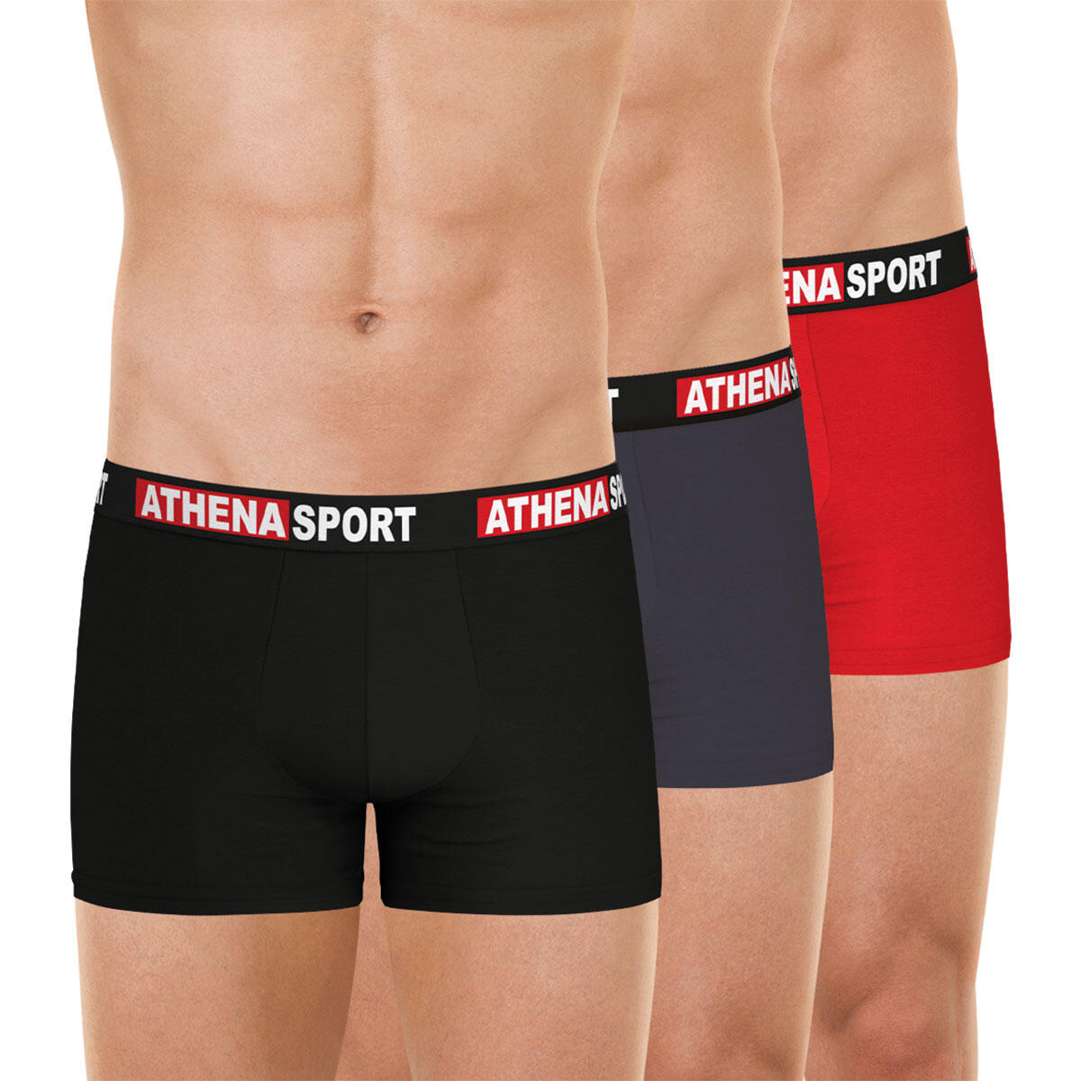 Athena - Lot De 3 Boxers Homme Daily Sport Coton - Caleçon - Multicolore - 48 Xl - Decathlon