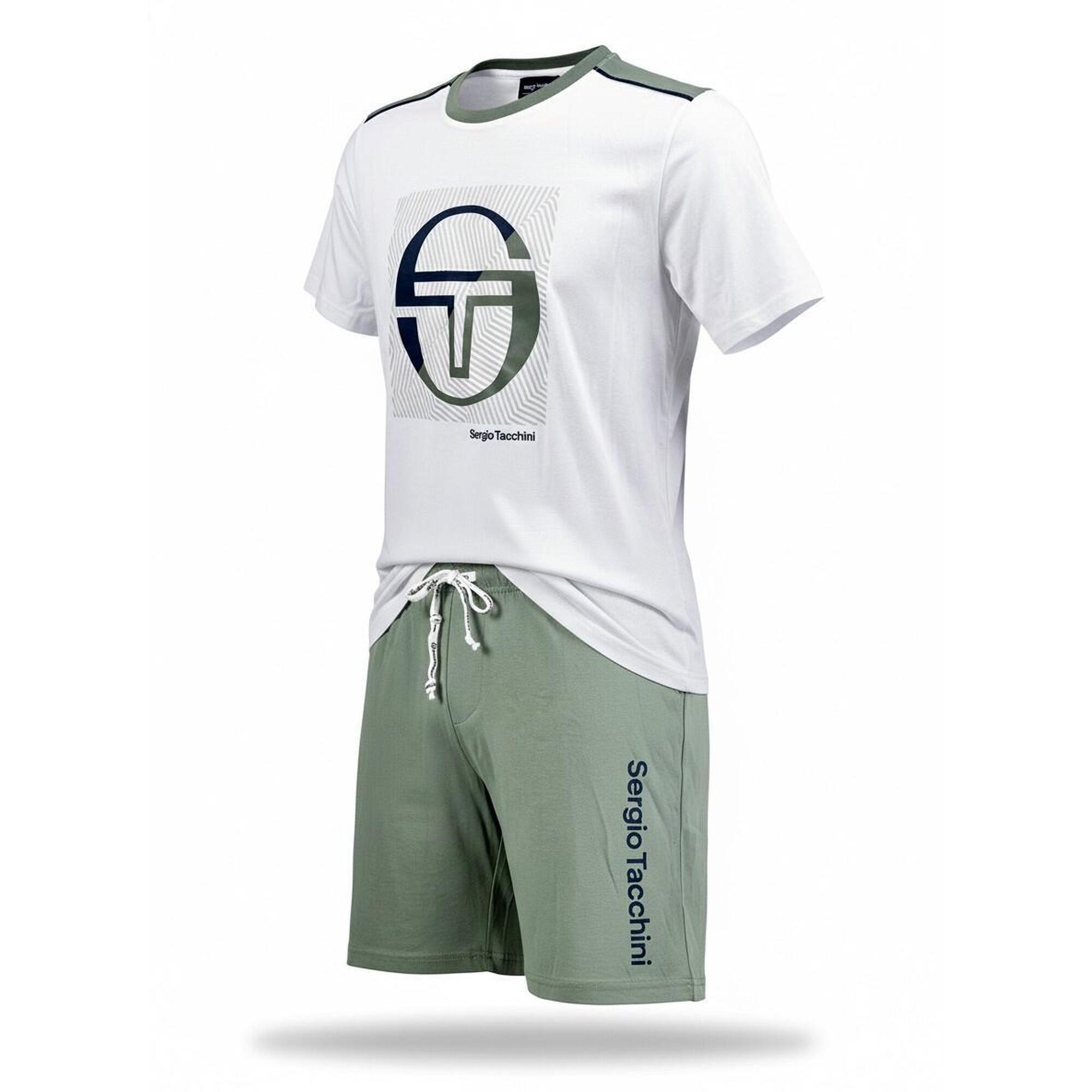 Sergio Tacchini - Pyjama Court Homme Sergio Tacchini - Caleçon - Blanc|vert - Decathlon