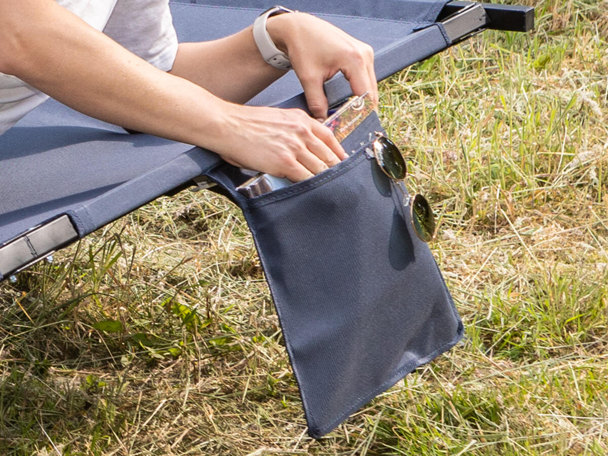 Gebraucht - Campingliege Vuoma - Klappbare Sonnenliege mit Organizer-Tasche 6/13