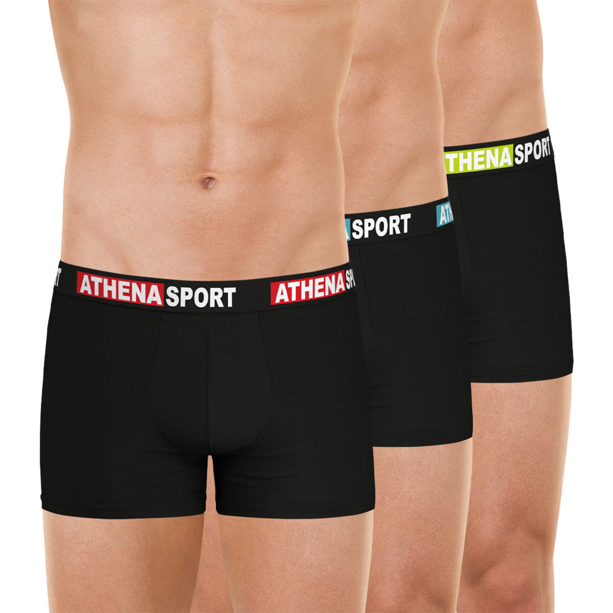 Athena - Lot De 3 Boxers Homme Daily Sport Coton - Caleçon - Noir - 56 3xl - Decathlon