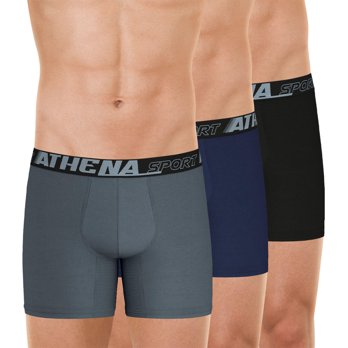 Athena - Lot De 3 Boxers Longs Homme Sport Air Fit - Caleçon - Multicolore - 48 Xl - Decathlon