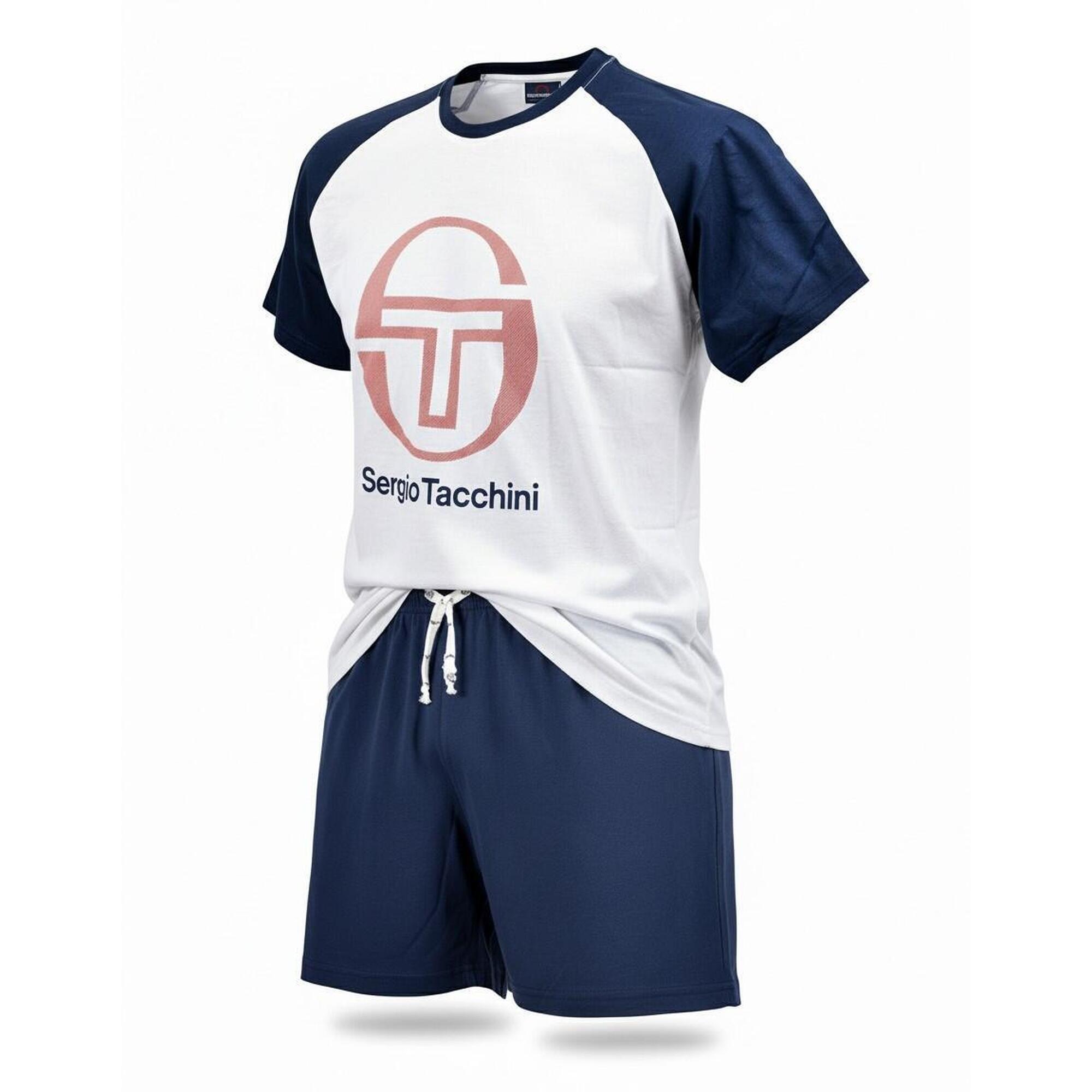 Sergio Tacchini - Pyjama Court Homme Sergio Tacchini - Caleçon - Blanc|bleu - Decathlon