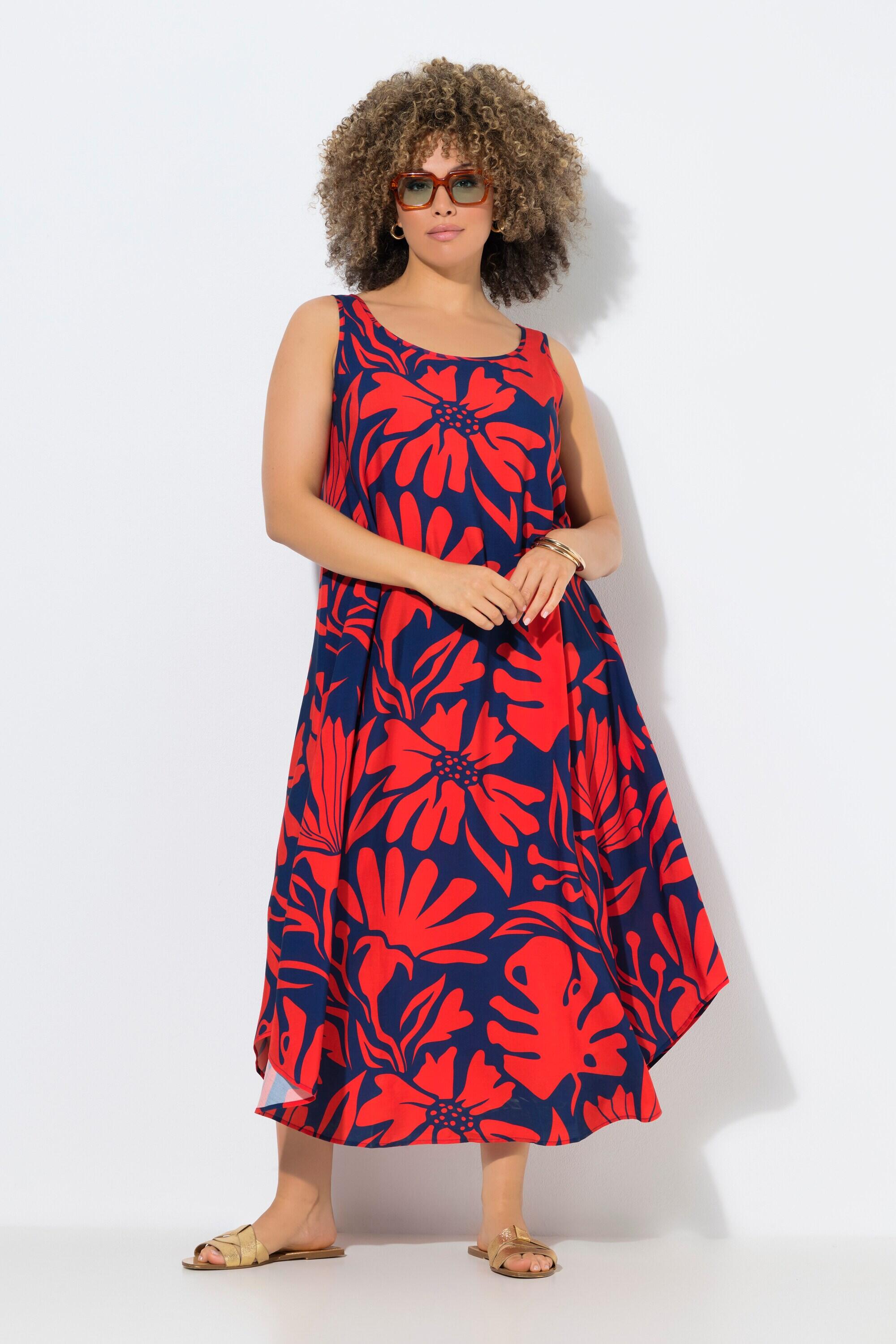 Femme Robe midi sans manches motif coraux décolleté rond et coupe évasée 5/7