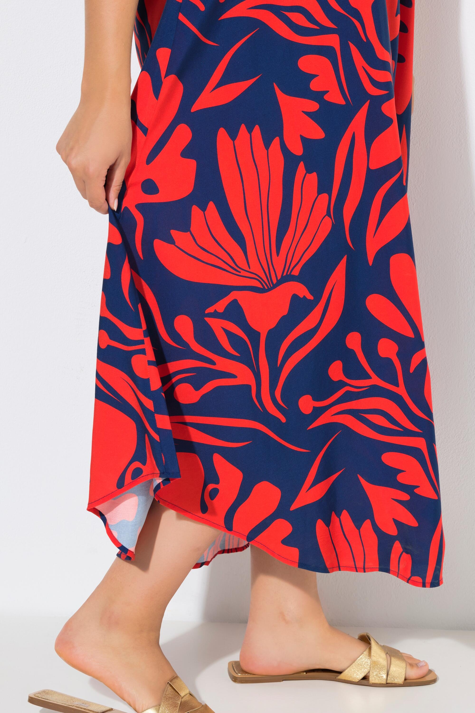 Femme Robe midi sans manches motif coraux décolleté rond et coupe évasée 4/7
