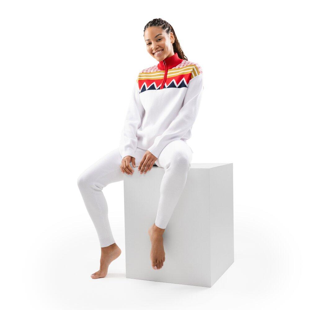Pull demi-zip en maille femme Sapporo-W White Blanc 3/7