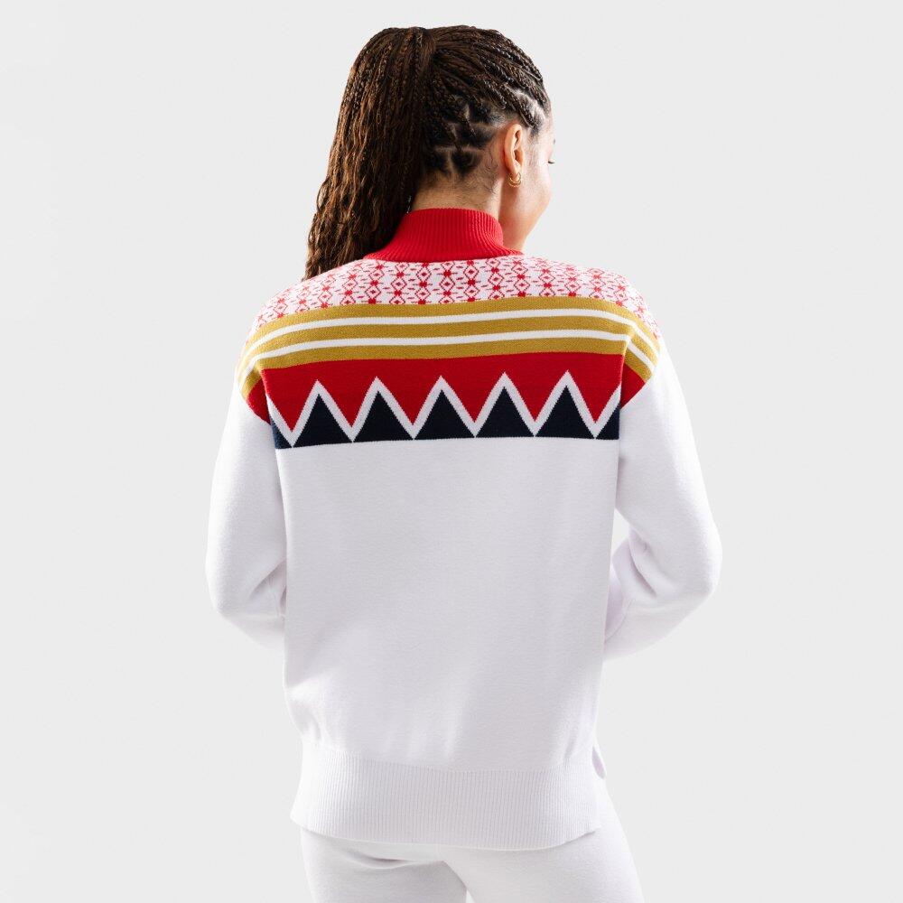 Pull demi-zip en maille femme Sapporo-W White Blanc 6/7
