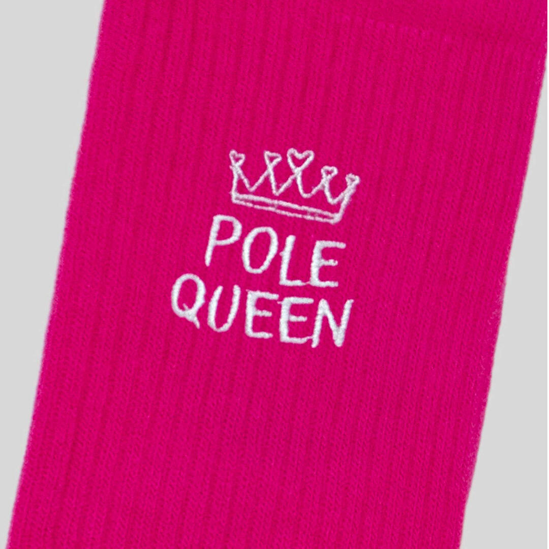 Calze sportive donna cotone scritta pole queen allenamento tempo libero Fucsia 4/5