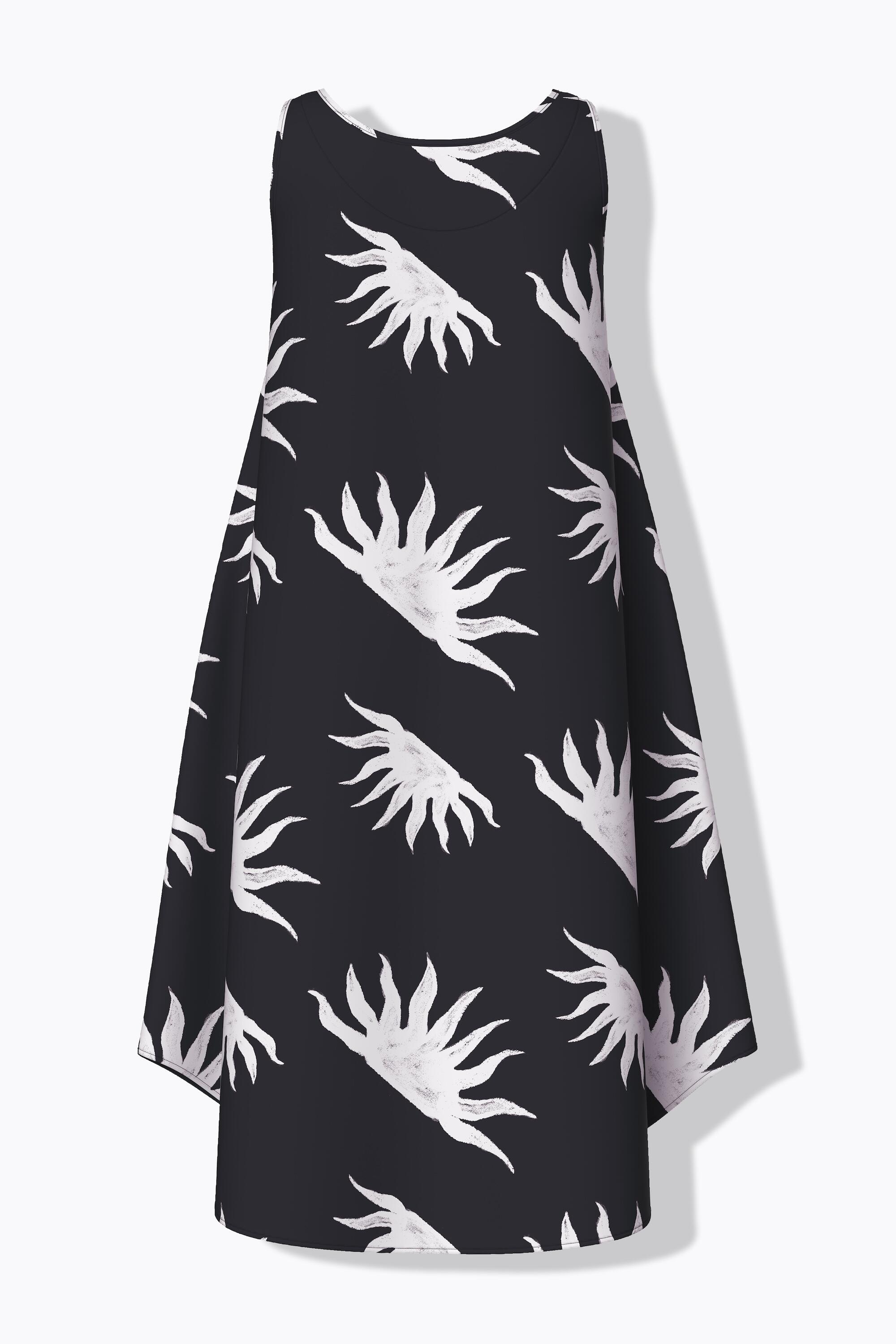Femme Robe midi sans manches motif soleils décolleté rond et coupe évasée 7/7