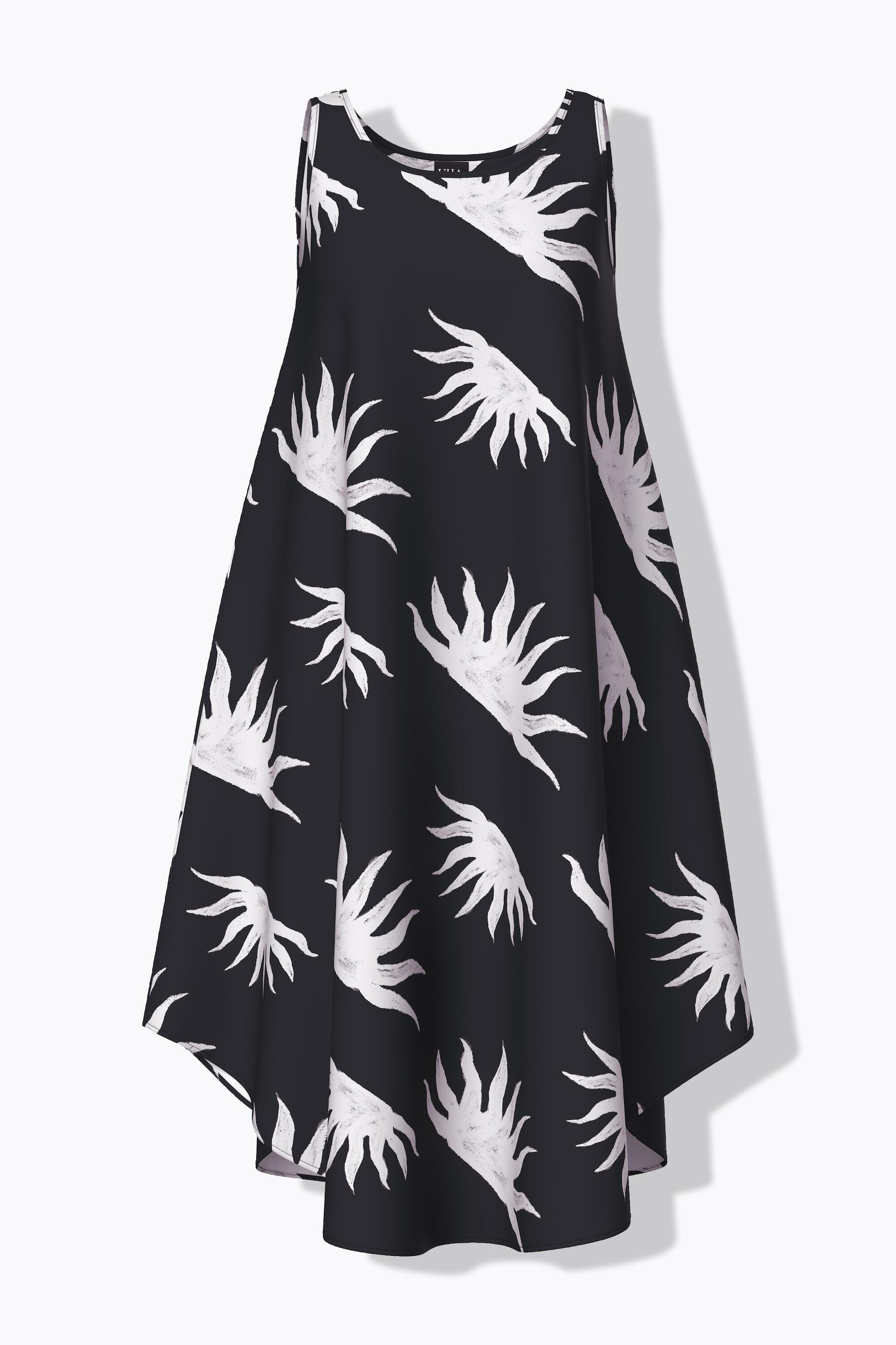 Femme Robe midi sans manches motif soleils décolleté rond et coupe évasée 6/7