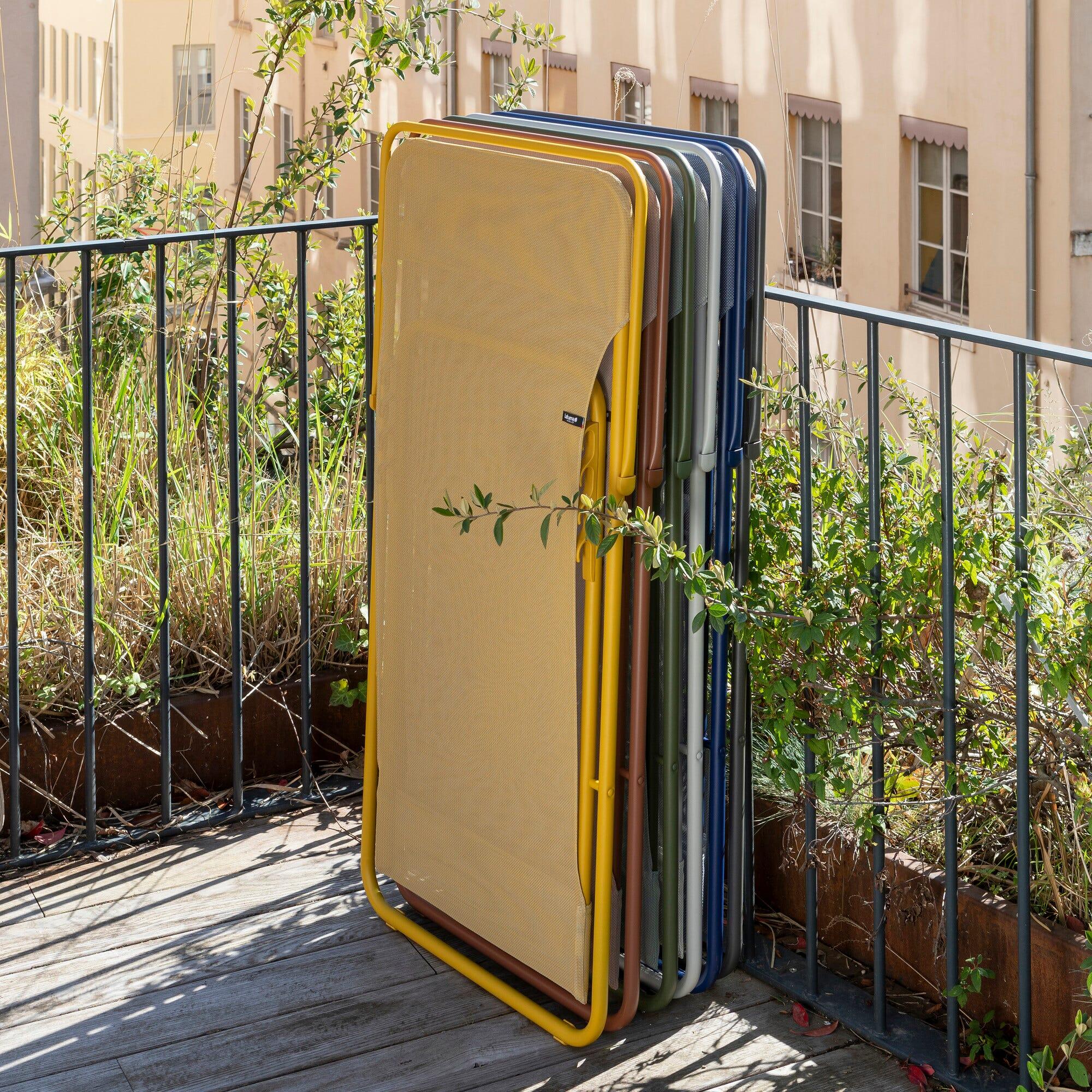 Transat jardin pliant multi-positions : Largeur 58 cm - MAXI TRANSAT - Jaune 6/7