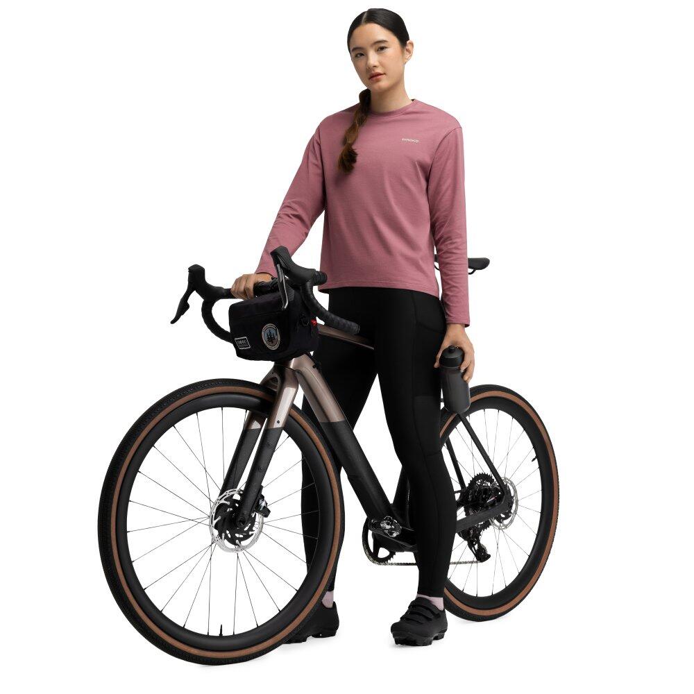 T-shirt cyclisme gravel coton manches longues femme Rutted-W Brown Marron 3/6