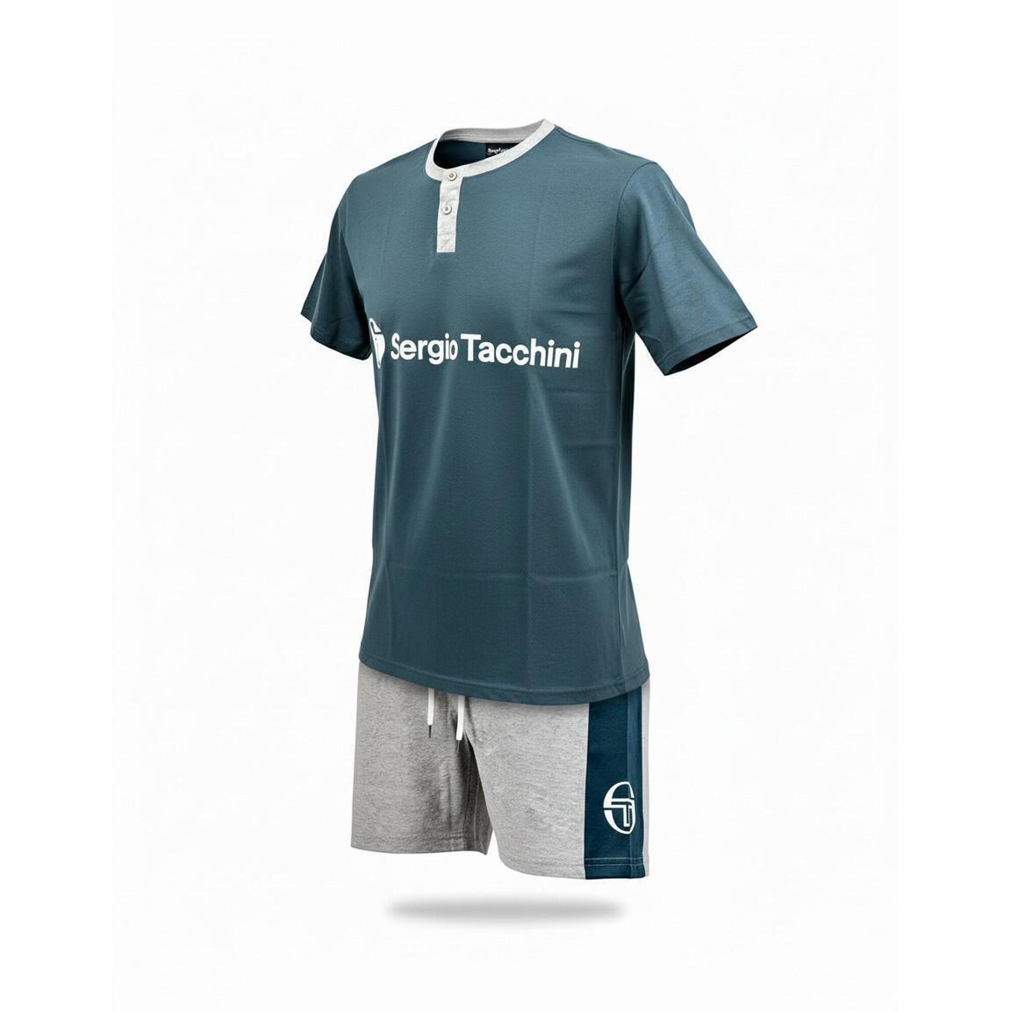 Sergio Tacchini - Pyjama Court Homme Sergio Tacchini - Caleçon - Gris|vert - Decathlon