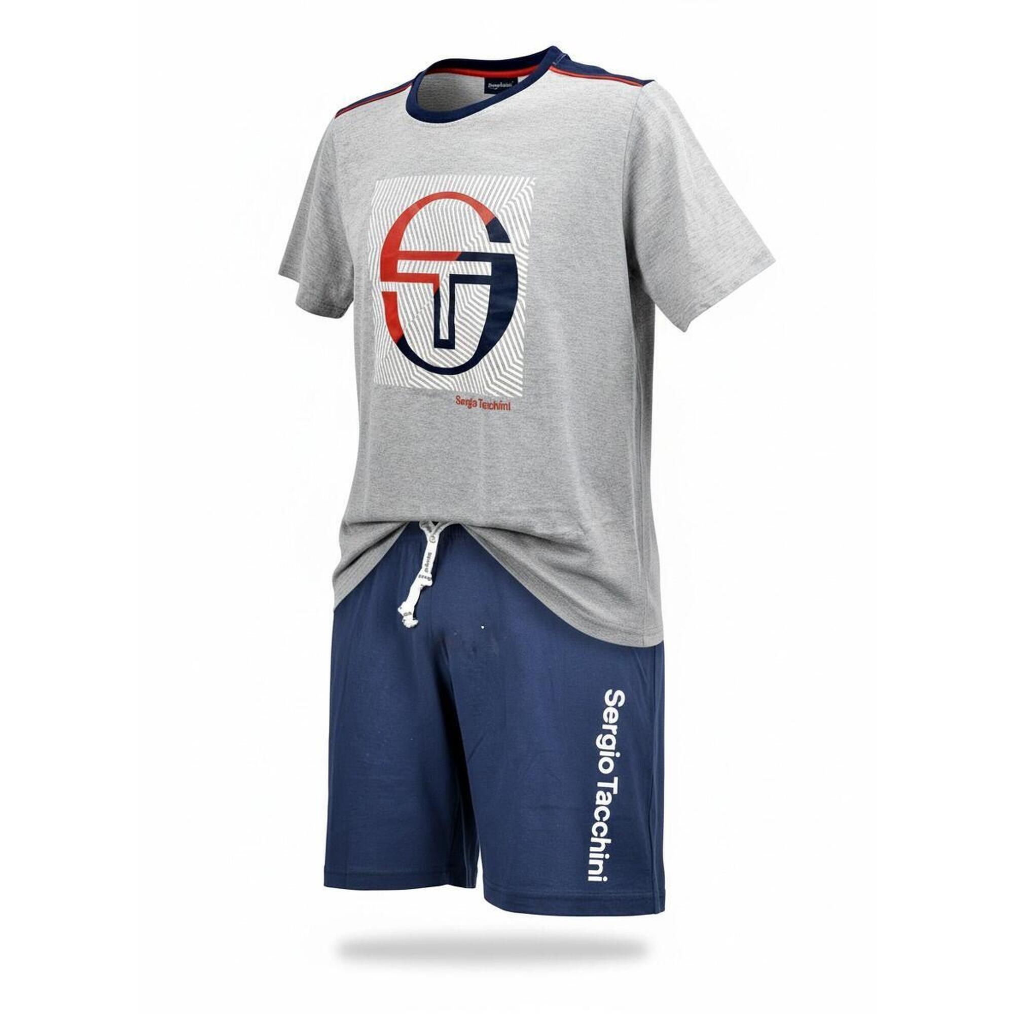 Sergio Tacchini - Pyjama Court Homme Sergio Tacchini - Caleçon - Bleu|gris - Decathlon