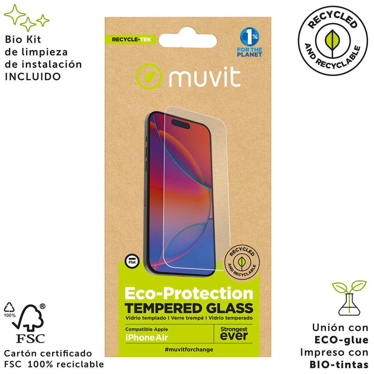 Protetor de Ecrã MUVIT FOR CHANGE iPhone 17 Air iPhone 17 Air 4/5