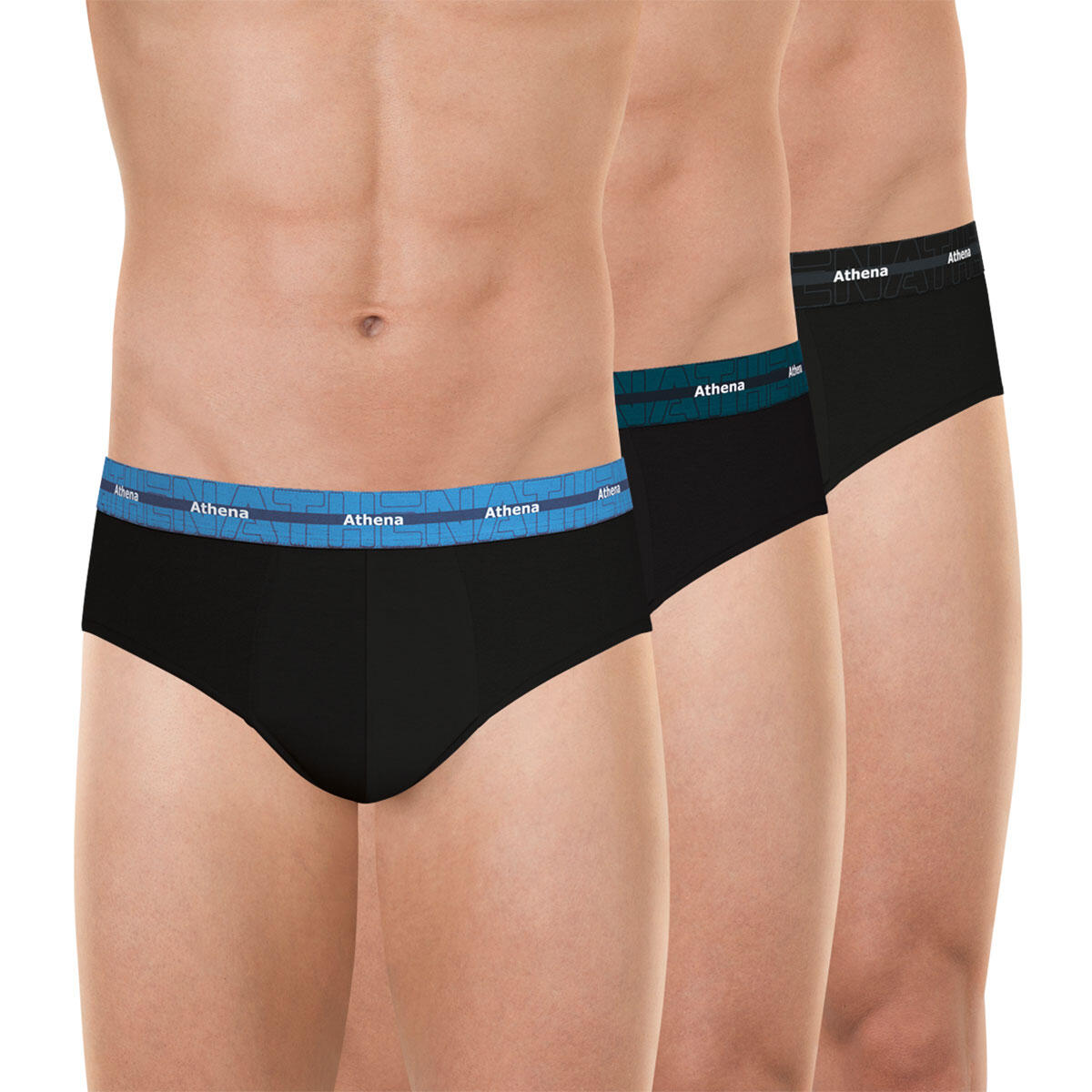 Athena - Lot De 3 Slips Homme 720 Stretch Coton - Culotte Shorty - Noir - 44 L - Decathlon