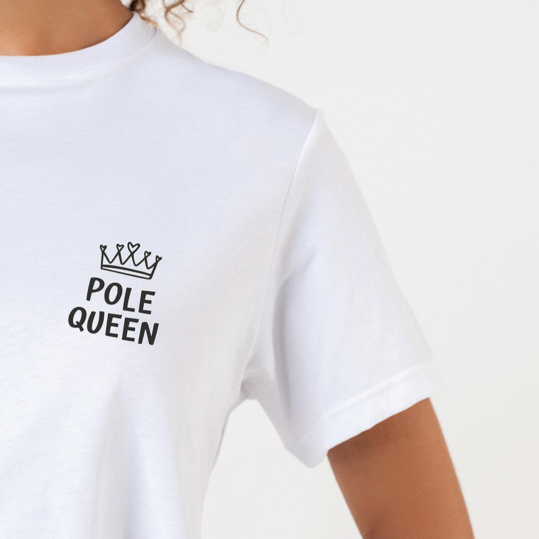 T-shirt Crop donna pole queen senza cuciture allenamento e tempo libero Bianca 2/4