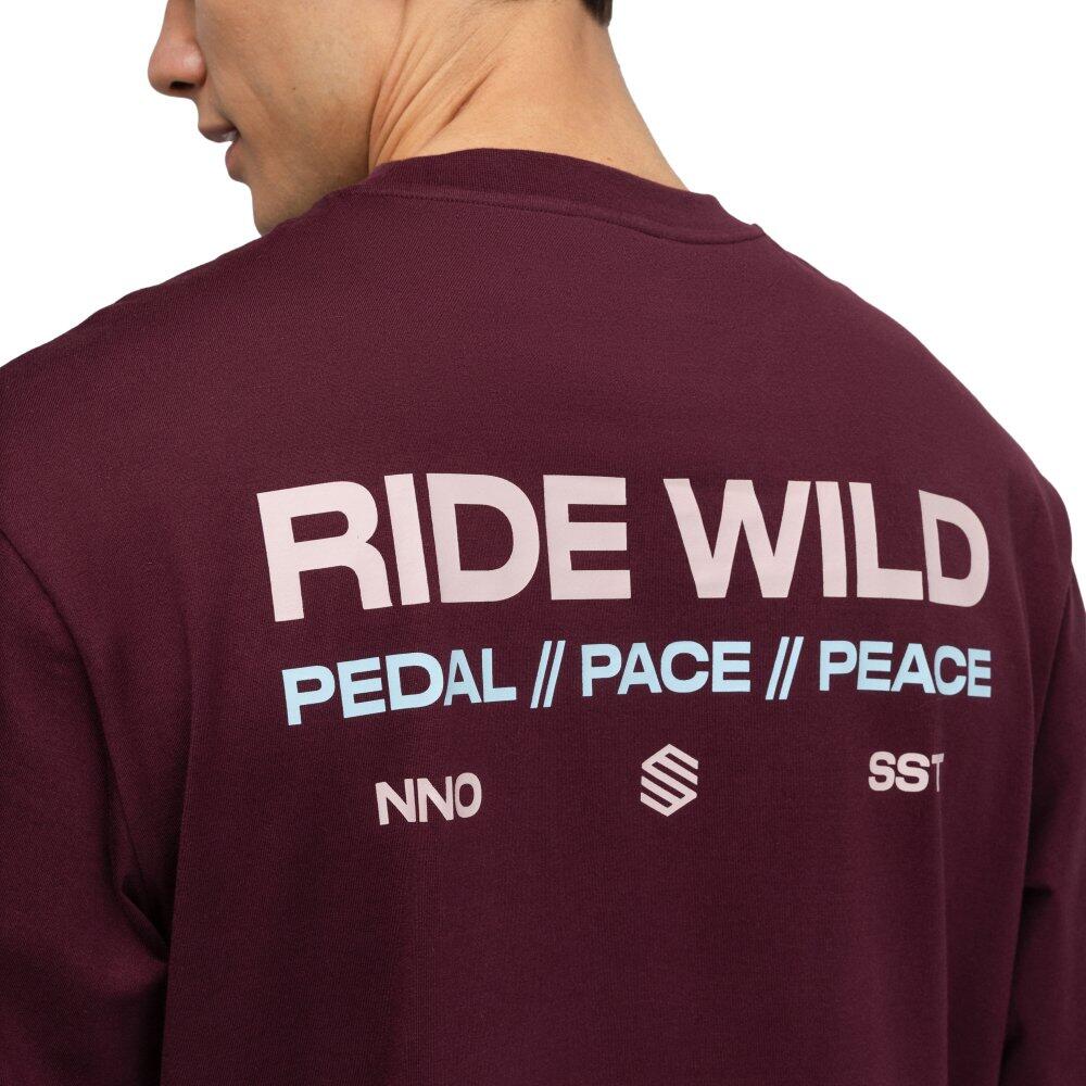 Camiseta de gravel manga larga algodón hombre ciclismo Rutted Burgundy Rojo 4/7