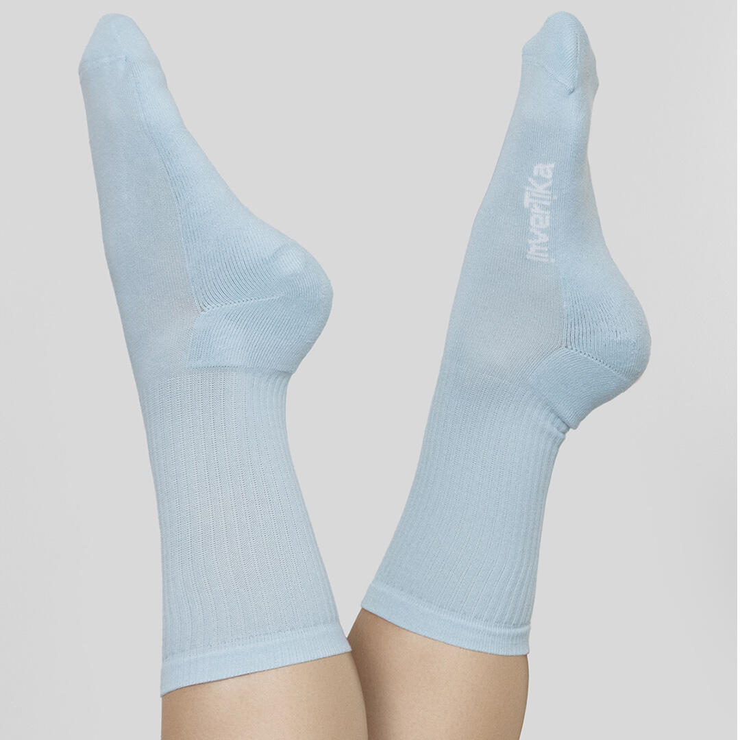 Calze sportive donna cotone logo tono su tono allenamento tempo libero Azzurro 2/4
