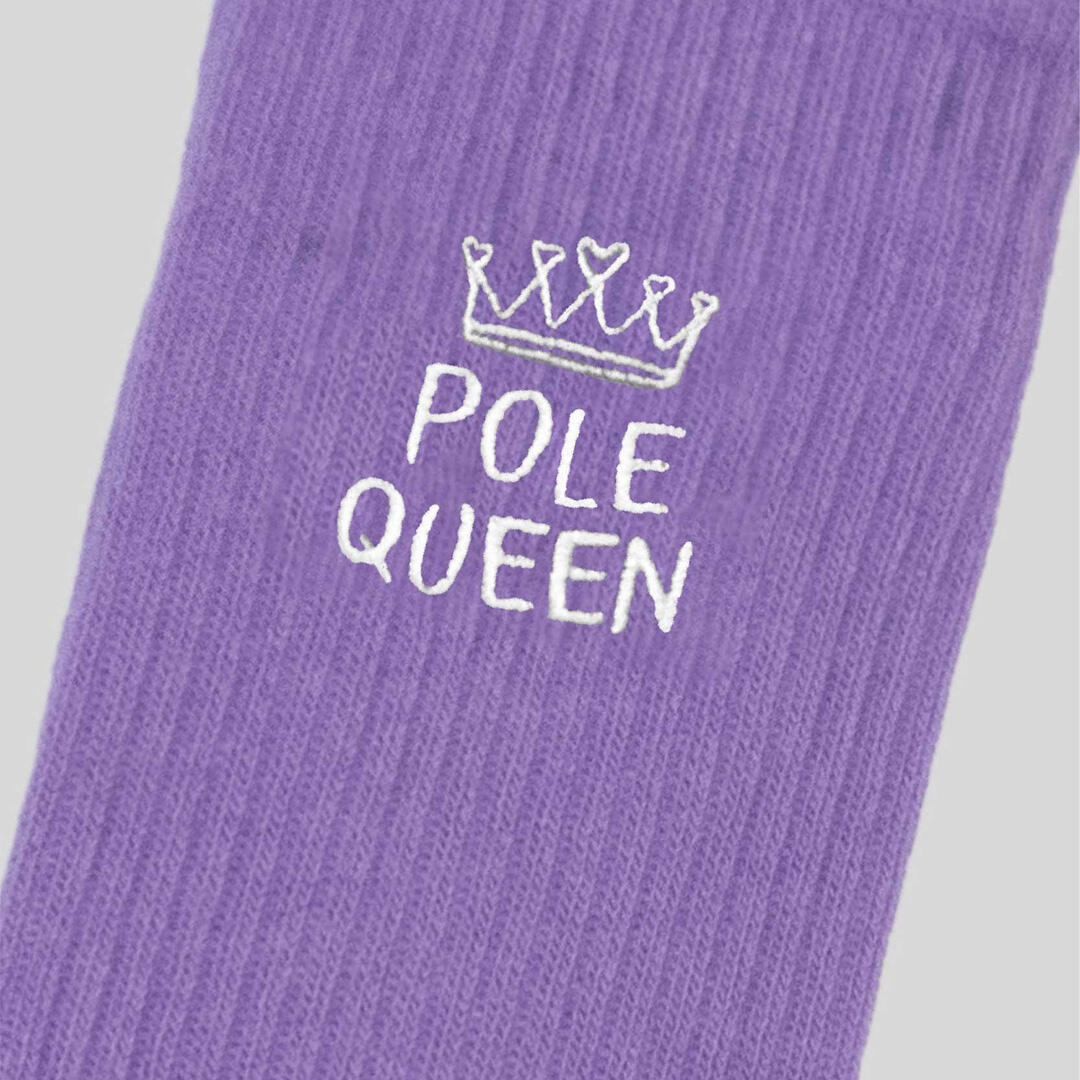 Calze sportive donna cotone scritta pole queen allenamento tempo libero Lilla 4/5