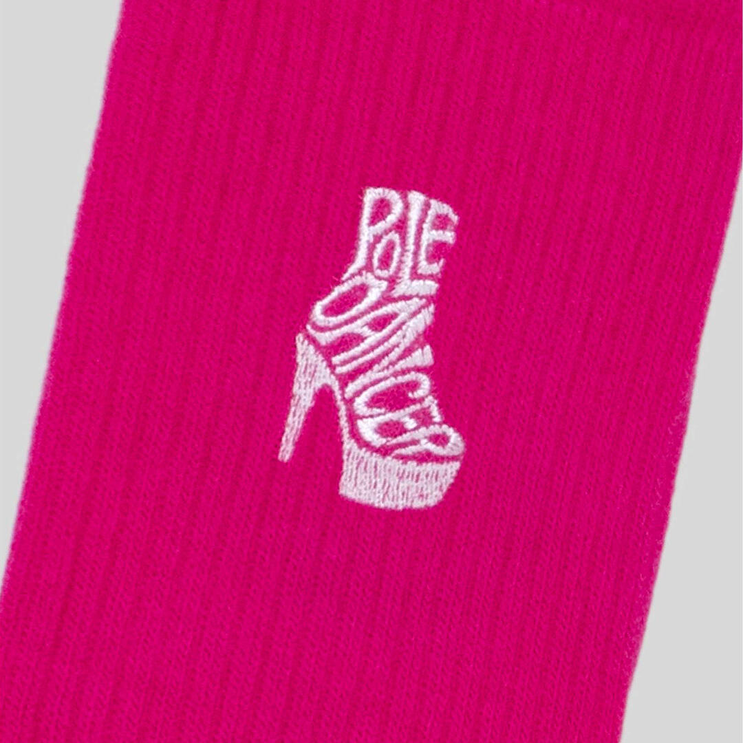 Calze sportive donna cotone ricamo pole dancer allenamento tempo libero Fucsia 4/5