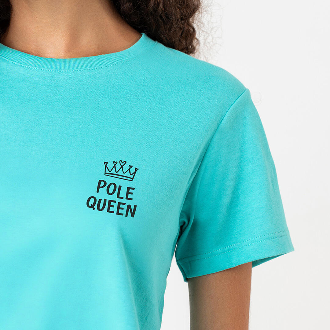 T-shirt Crop donna pole queen no cuciture allenamento tempo libero Acquamarina 2/4