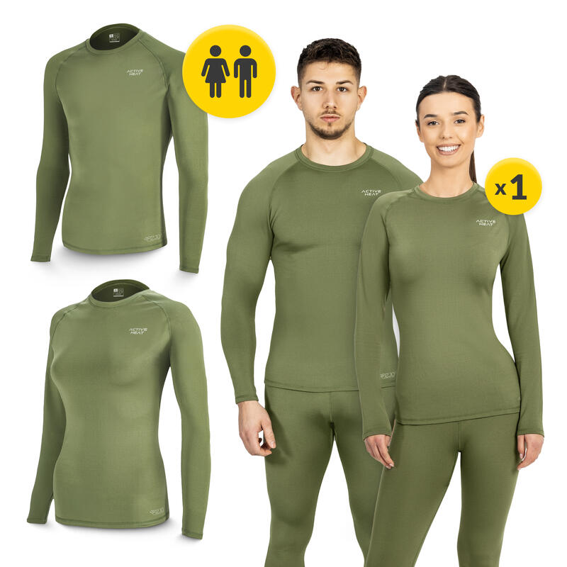 Lenjerie termică unisex 4FIZJO verde set - tricou + pantaloni