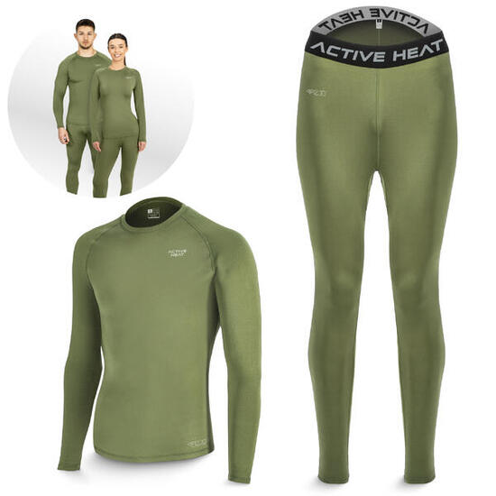 Bielizna termiczna unisex 4FIZJO zielony komplet - koszulka + spodnie