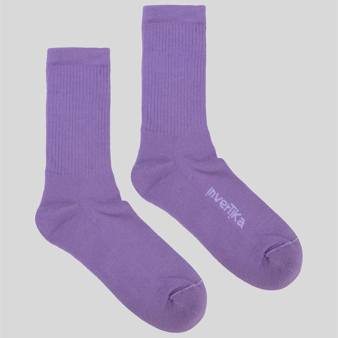 Calze sportive donna cotone logo tono su tono allenamento tempo libero Lilla 3/4