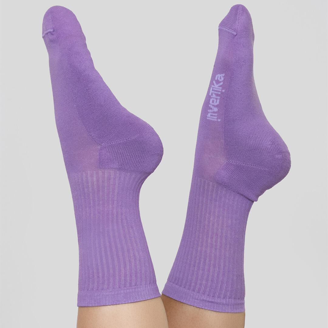 Calze sportive donna cotone logo tono su tono allenamento tempo libero Lilla 2/4