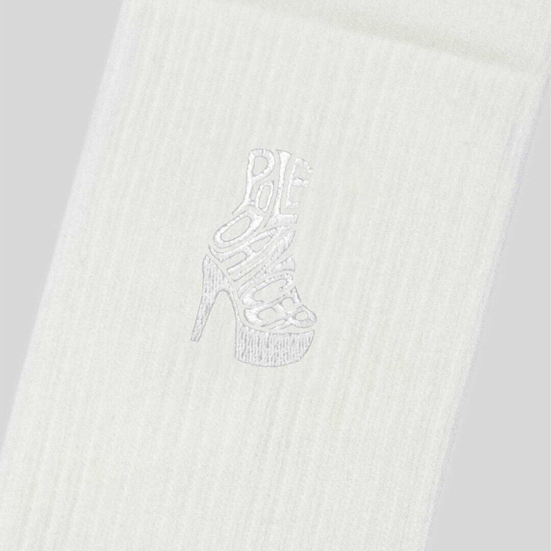 Calze sportive donna cotone ricamo pole dancer allenamento tempo libero Crema 4/5