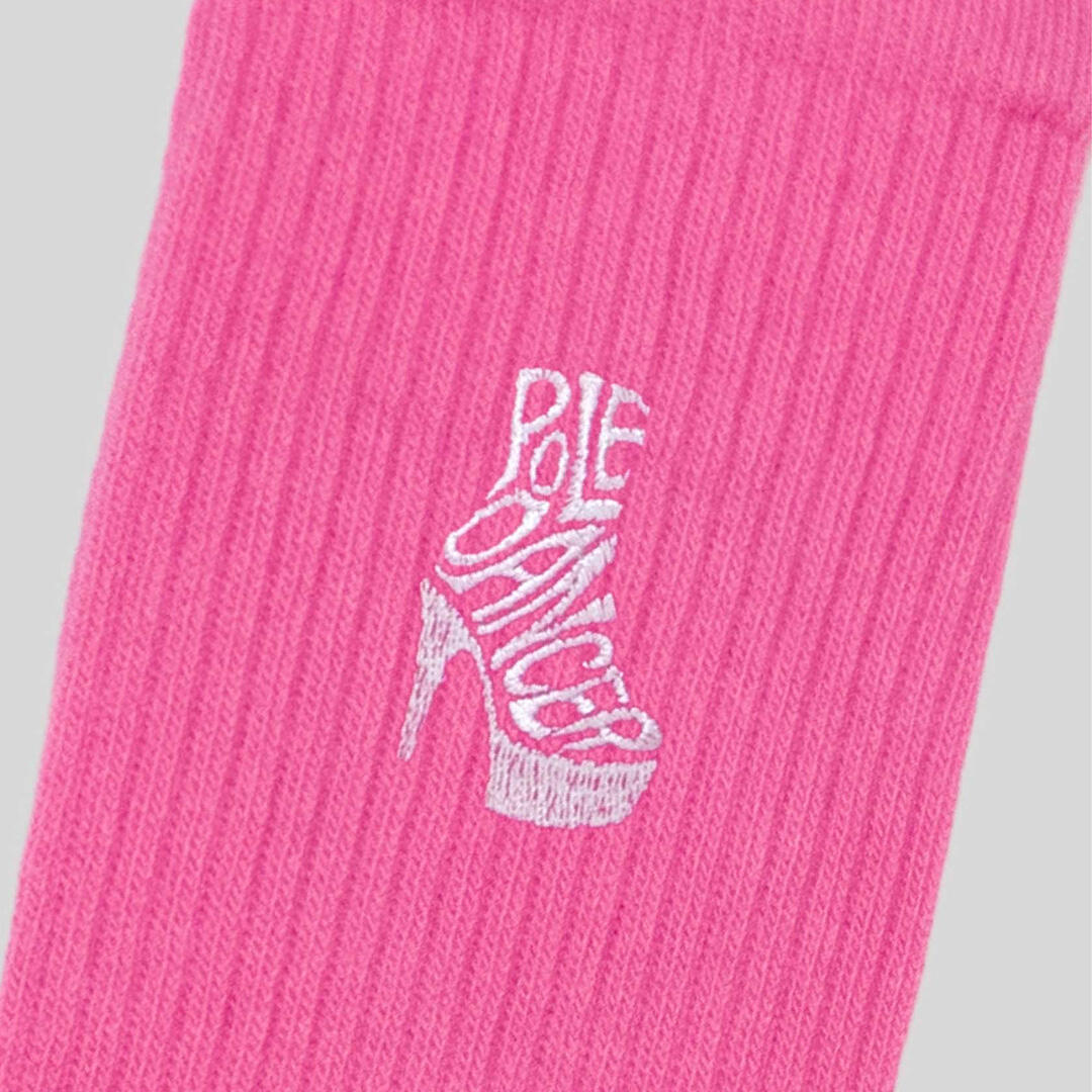 Calze sportive donna cotone ricamo pole dancer allenamento tempo libero Rosa 4/5