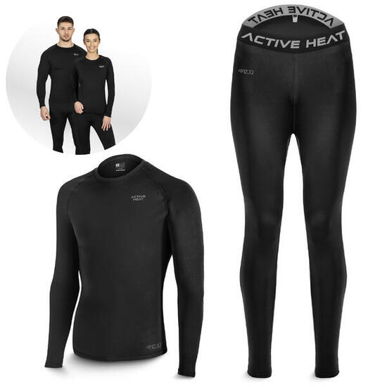 Bielizna termiczna unisex 4FIZJO czarny komplet - koszulka + spodnie