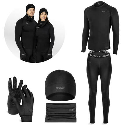 Zestaw odzieży termicznej unisex 4FIZJO czarny - 5 elementów