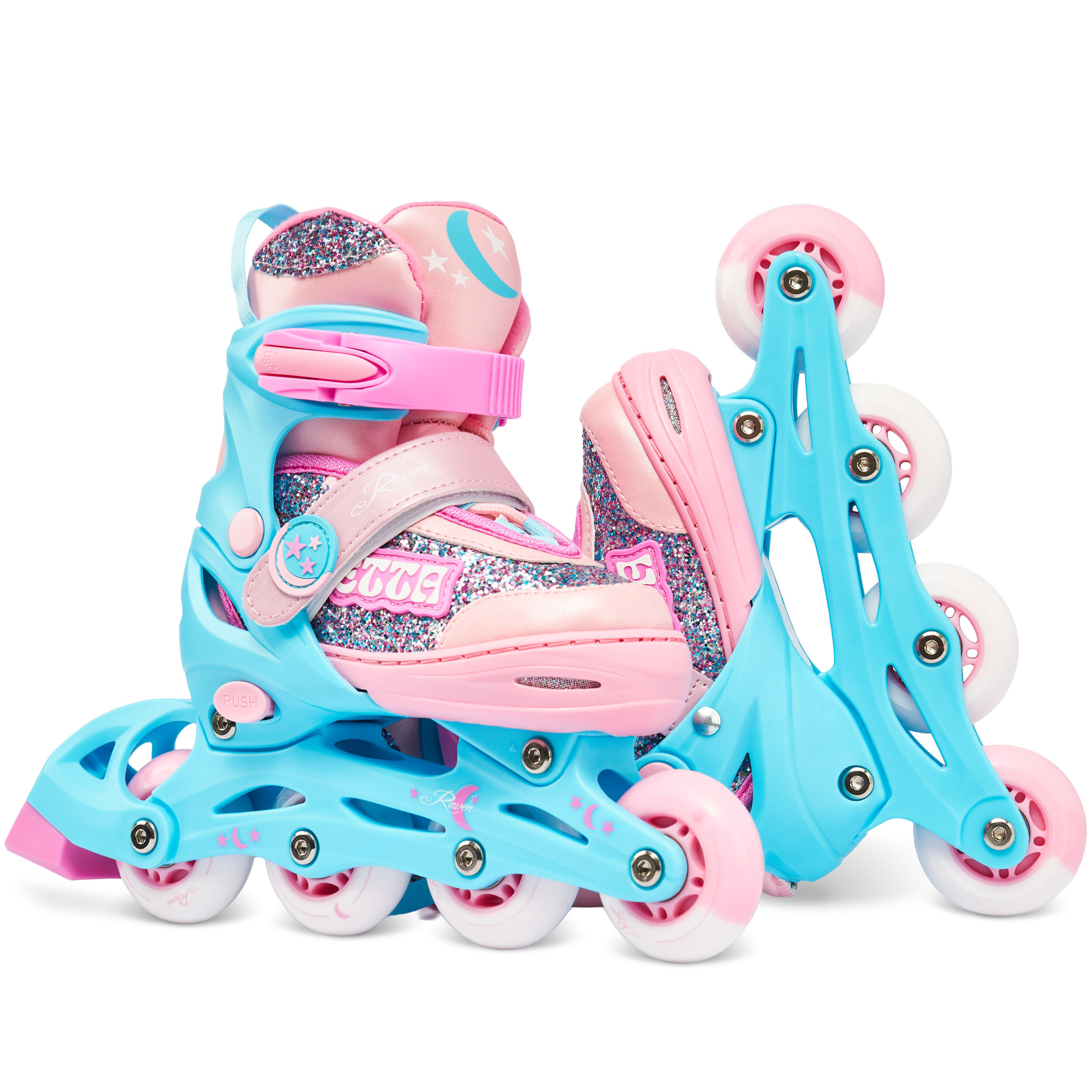 Patins luminosos ajustáveis Rodas Etta Rosa/Azul 2/6