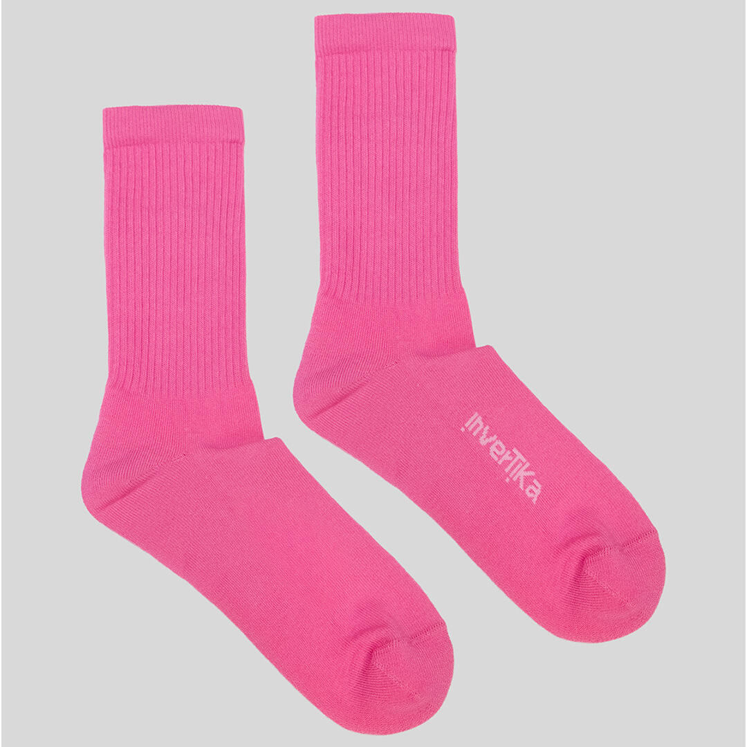 Calze sportive donna cotone logo tono su tono allenamento tempo libero Rosa 3/4