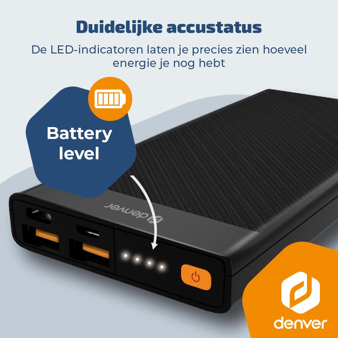 Powerbank - 20.000mAh - 2x USB-A - 1x USB-C - 1x Micro USB - QC 22.5W - PQC20008 5/7