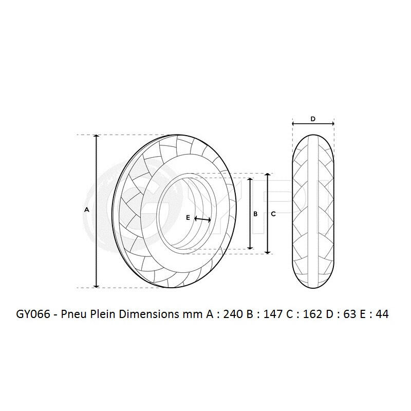 Pneu plein - 10" *2.5  44mm - City Bande Noire 2/5