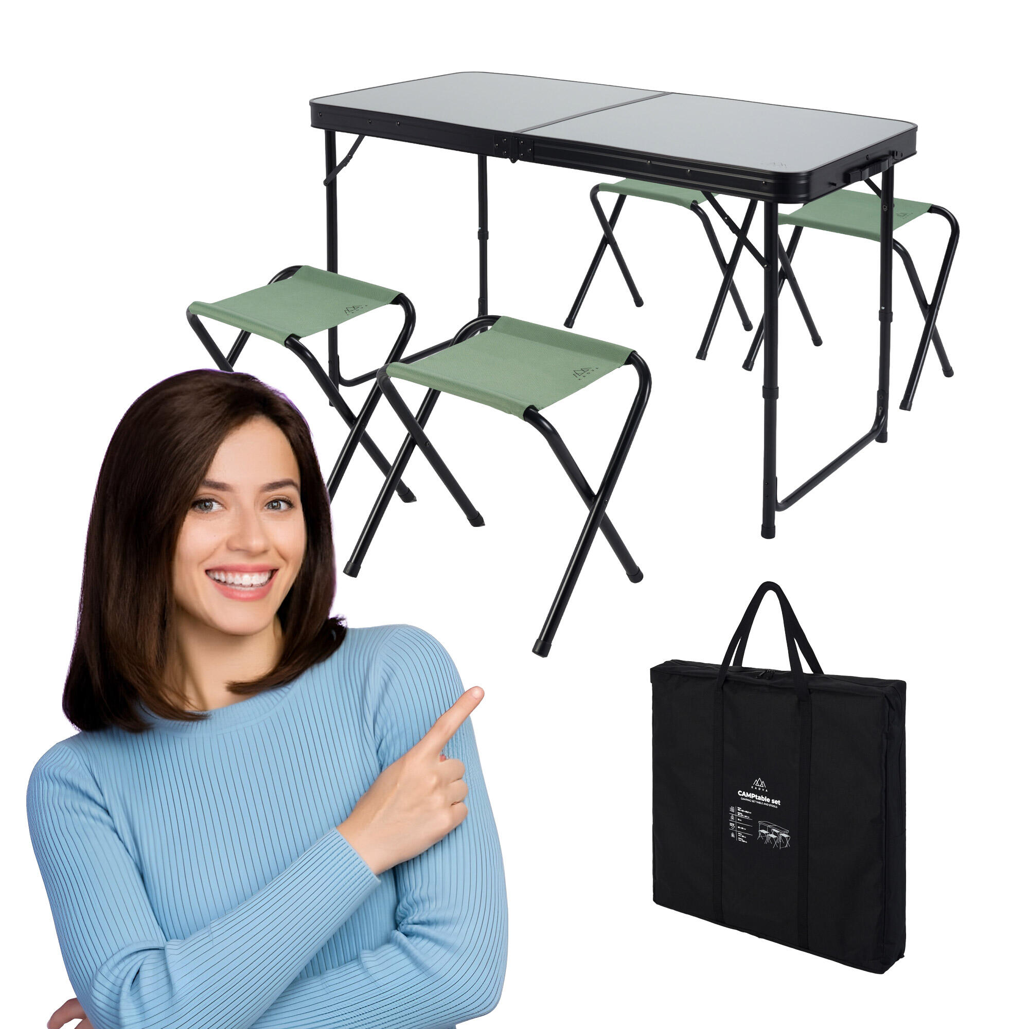 Kadva - Kadva Campensemble Table Touristique + Chaises - Table De Camping - Gris - Taille Unique - Decathlon