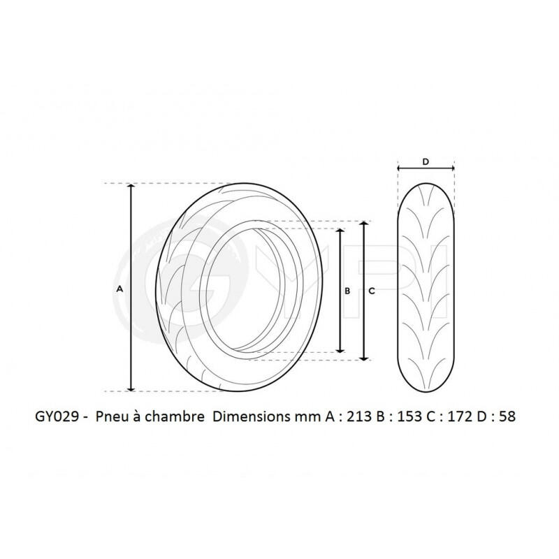 GY029+031KIT           Pneu + Chambre à air sortie droite - 8.5" Renforcé - City 3/5