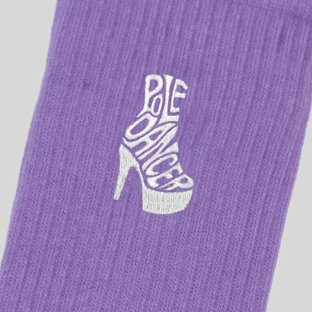 Calze sportive donna cotone ricamo pole dancer allenamento tempo libero Lilla 4/5