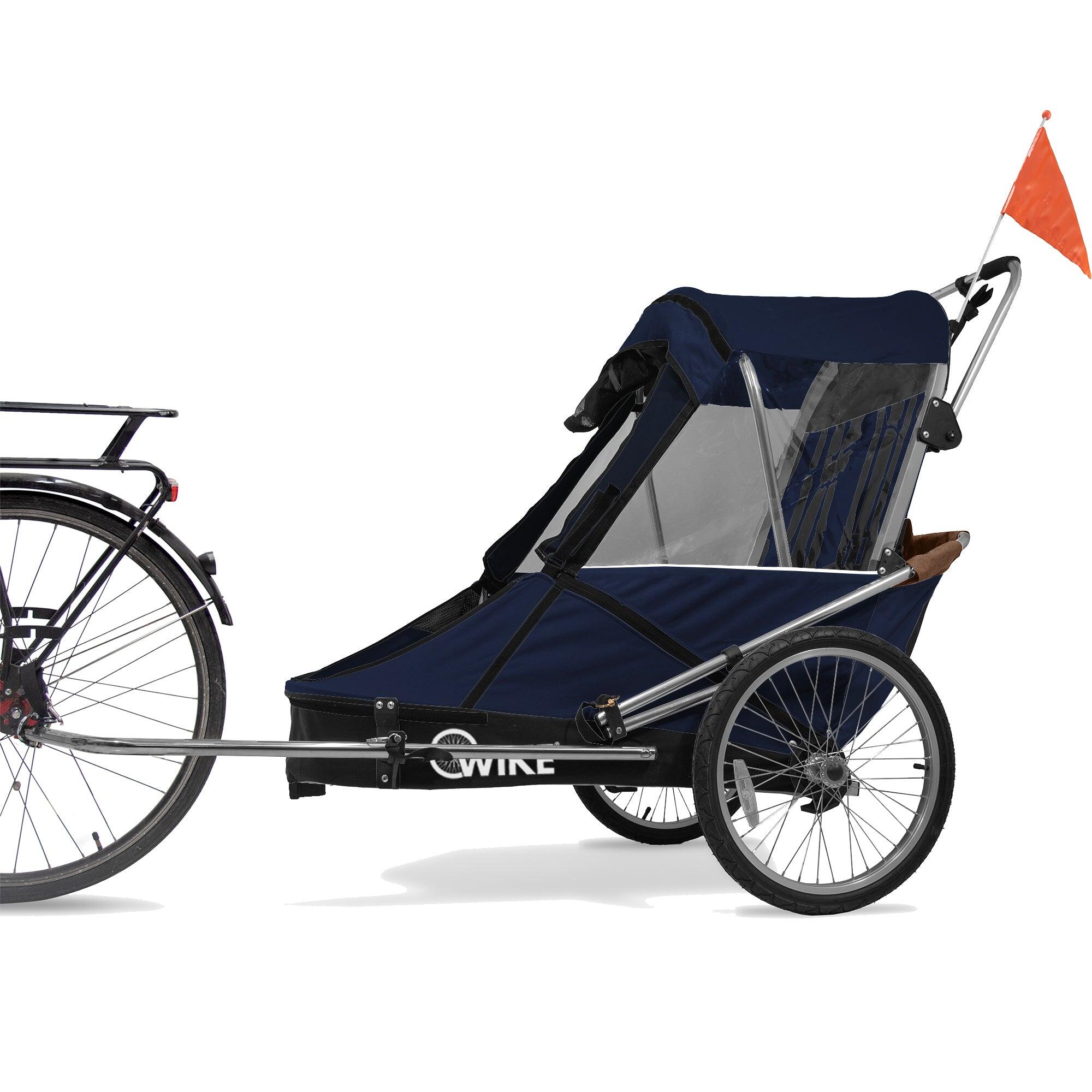 Wike - Remorque Vélo Wike Pour Besoins Spéciaux - Comprend Poussette Et Kit De Jogging - Remorque À Vélo - Bleu - Decathlon