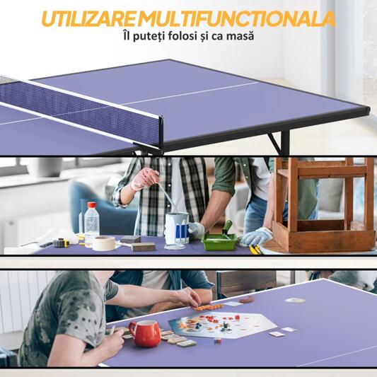 HOMCOM Tavolo Ping Pong Pieghevole in Legno MDF e Acciaio, 152.5x274x76cm 7/8